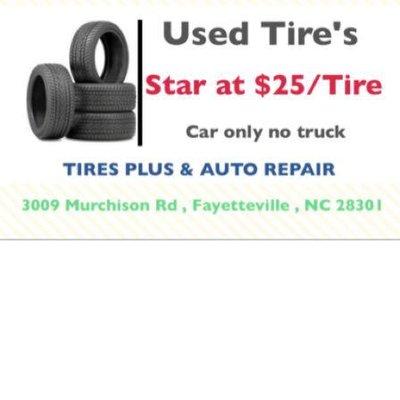 Best price in town  Used Tire's Start At $25/Tire