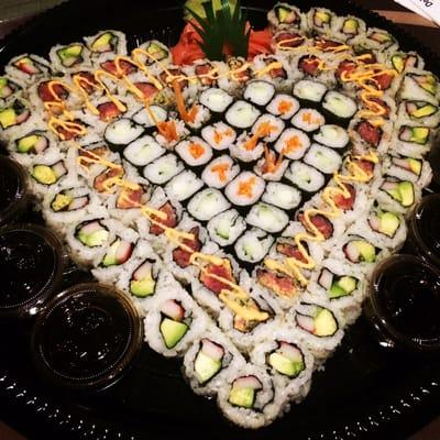 "Heart" sushi platter.