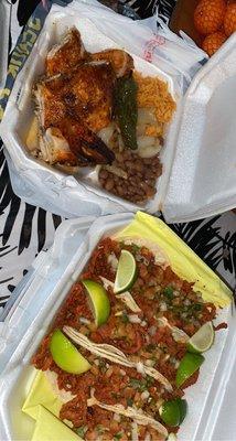 Half Chicken plate & Tacos