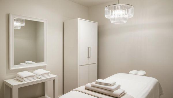 A clean, serene massage room designed for ultimate relaxation and comfort, providing the perfect environment for your healing experience