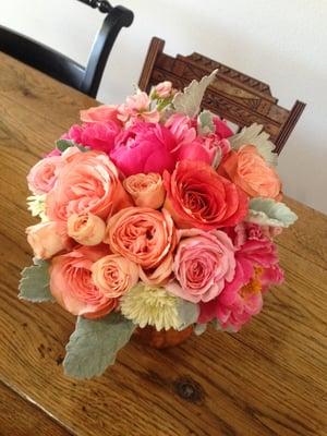 cabbage rose and peony bouquet