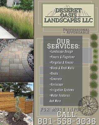 Contact Deseret Oasis for any contact needs in the Salt Lake City area
 Landscaping.chat@gmail.com