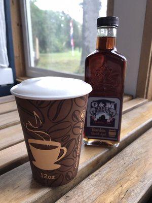 Latte (look at that foam! ) and Bourbon Barrel Aged Maple Syrup