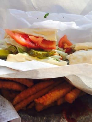 Turkey hoagie with fries