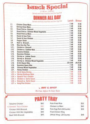 Current Menu (Combos & Party Trays)