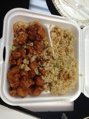 General Tso's Chicken with rice - fried rice $5.25