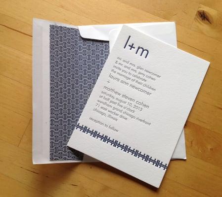 Letterpress wedding invitation