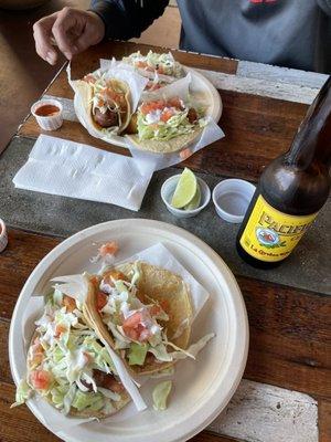 fish tacos and cerveza