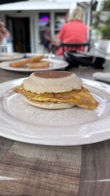 Egg and cheese on an English muffin