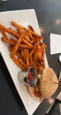 Fried Shrimp Burger with Fries