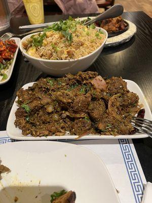 Chicken fried rice and goat sukka.