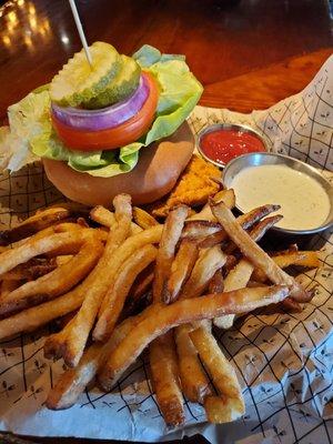 Dixie chicken sandwich with fries