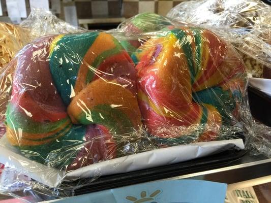 Rainbow bagels.