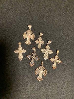 We also make all types of jewelry.  These are a few cross pendants we offer.