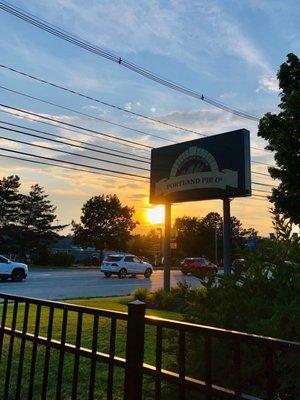 Front sign with sunset