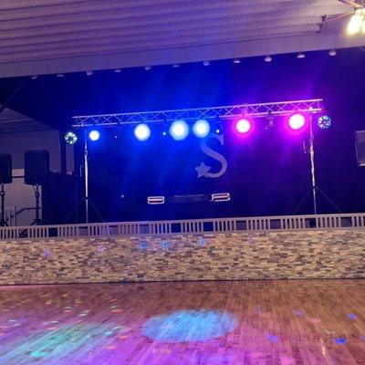 A fully illuminated photo of our truss LED dance lighting when we did Wahoo High School's Prom in 2021 at Starlite Event Center in Wahoo NE!