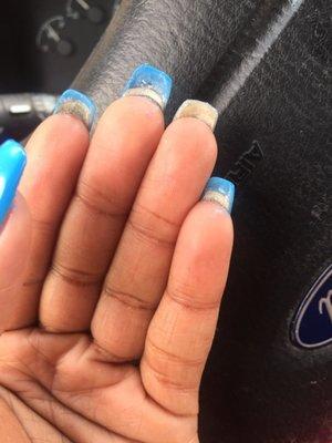 This is how my nails look after paying 30$ please don't waste your money here