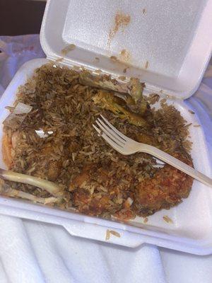 Shrimp Fried Rice and Chicken Wings