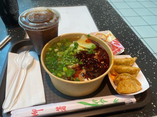 Braised beef noodle soup combo.