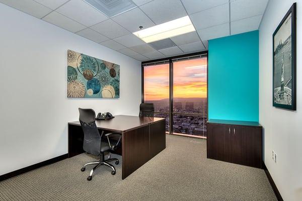 A Serene Window Office at 1055 West 7th Street's 33rd Floor Penthouse in Downtown Los Angeles!