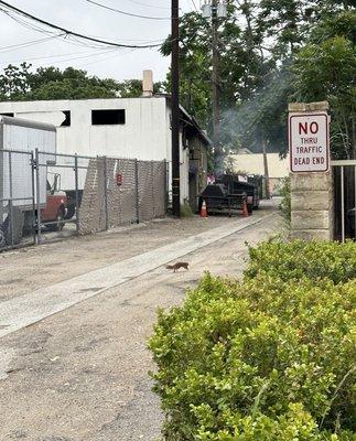 Meat smoker in the dirty alley