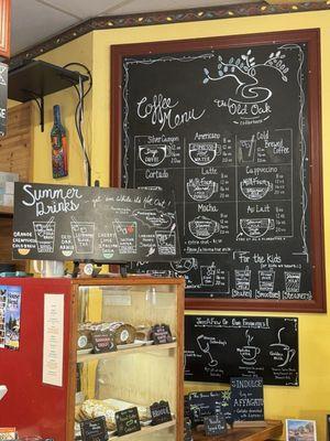 Coffee menu