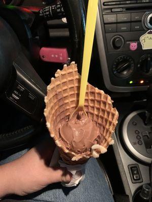 I scoop on a fresh waffle cone