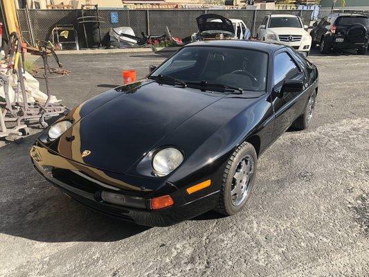 Porsche 928 done after minor side swipe.  New bumper and driver side repair