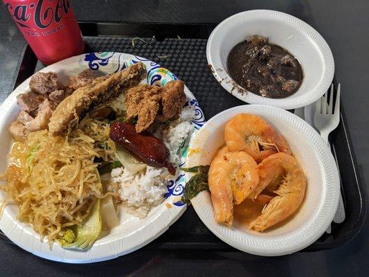 Platter of all different things from the buffet. Every single one delicious.