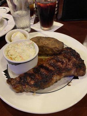 NY Strip , baked potato , Cole slaw