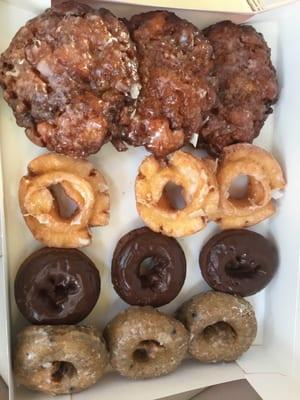 My tasty treats. Blue berry chocolate chocolate.  Old fashions. And apple fritters. Who needs turkey!!!