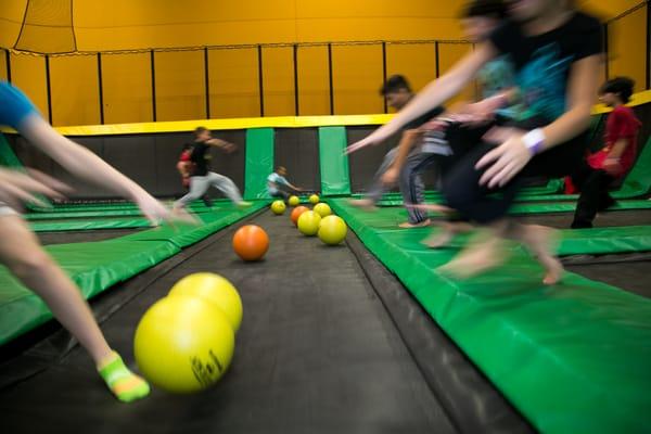 A separate trampoline dodgeball arena where you can play with your friends and family.