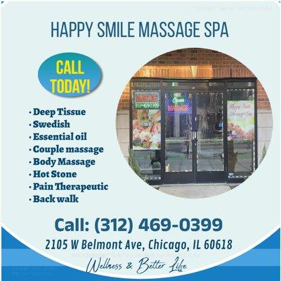 Happy Smile Massage 2105 W Belmont Ave, Chicago, IL 60618