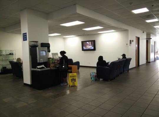 Service Waiting area, includes complimentary Starbucks coffee, tons of phone/electronic charging areas.