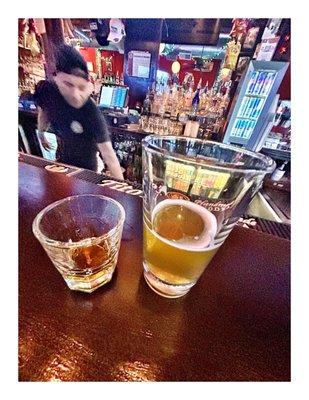 Mango Cart & Fireball @ InnJoy Logan Square. 2200 N Milwaukee Ave, Chicago, IL Sports Bar. Pizza. Wings Shrimps Burgers Salads etc. Cool!