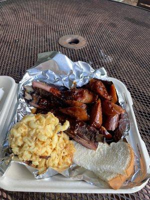 Ribs, sausage links w pineapple, & mac n cheese!