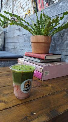 Strawberry matcha latte