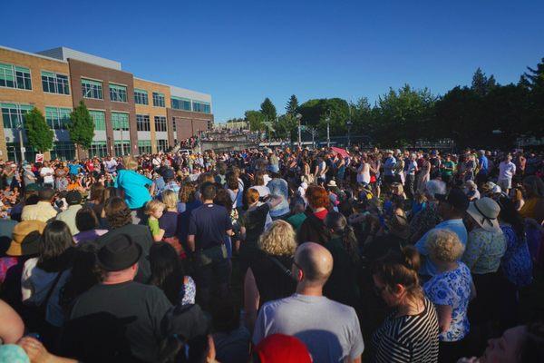 Vigil honoring and lamenting the victims tragic stabbing on the Max in May of 2017.