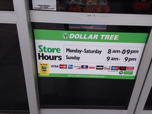 Dollar store hours, July 2016