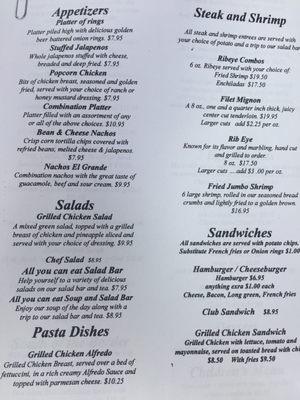 PVCC Dinner Menu