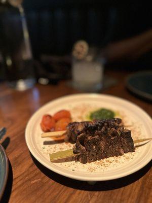 Picanha Skewers, Tahini Sauce and Zhoug*