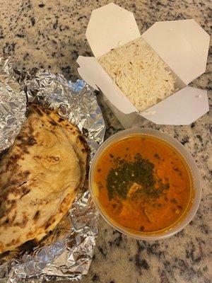 Butter chicken and garlic naan