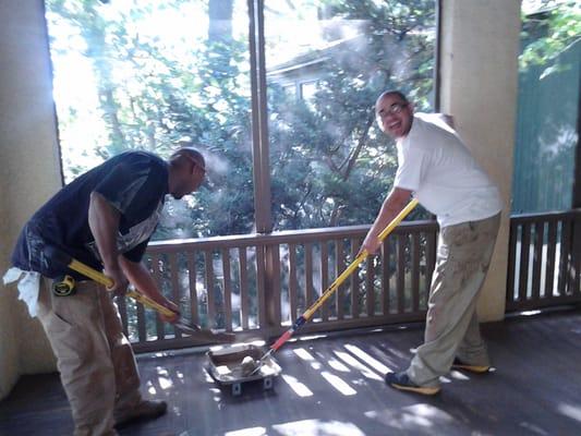 Nick & Charlie...Fighting over the paint pan...