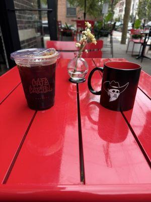 Cold brew, coffee, merchandise, outside seating