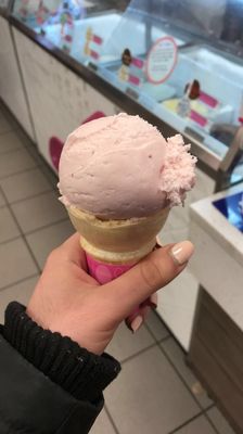 Single scoop strawberry cone