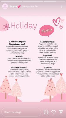 Holiday menu