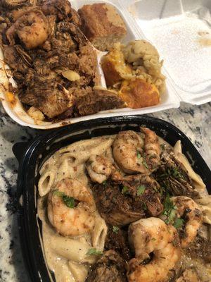 Rasta pasta Jerk chicken shrimp combo