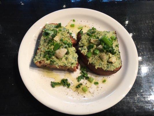 Another angle: artichoke garlic on toast