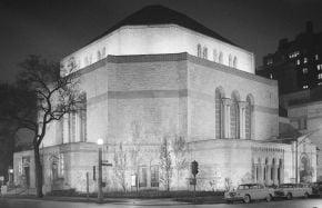 Temple Sholom at night