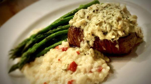 Filet Mignon with lump crab & herb butter